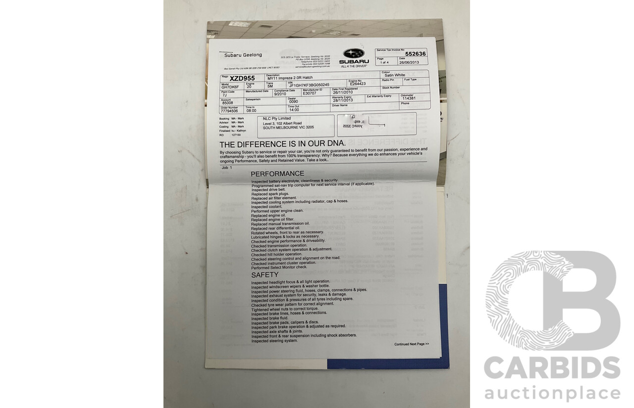 9/2010 Subaru Impreza R (AWD) G3 MY10 5d Hatchback Pearl White 2.0L