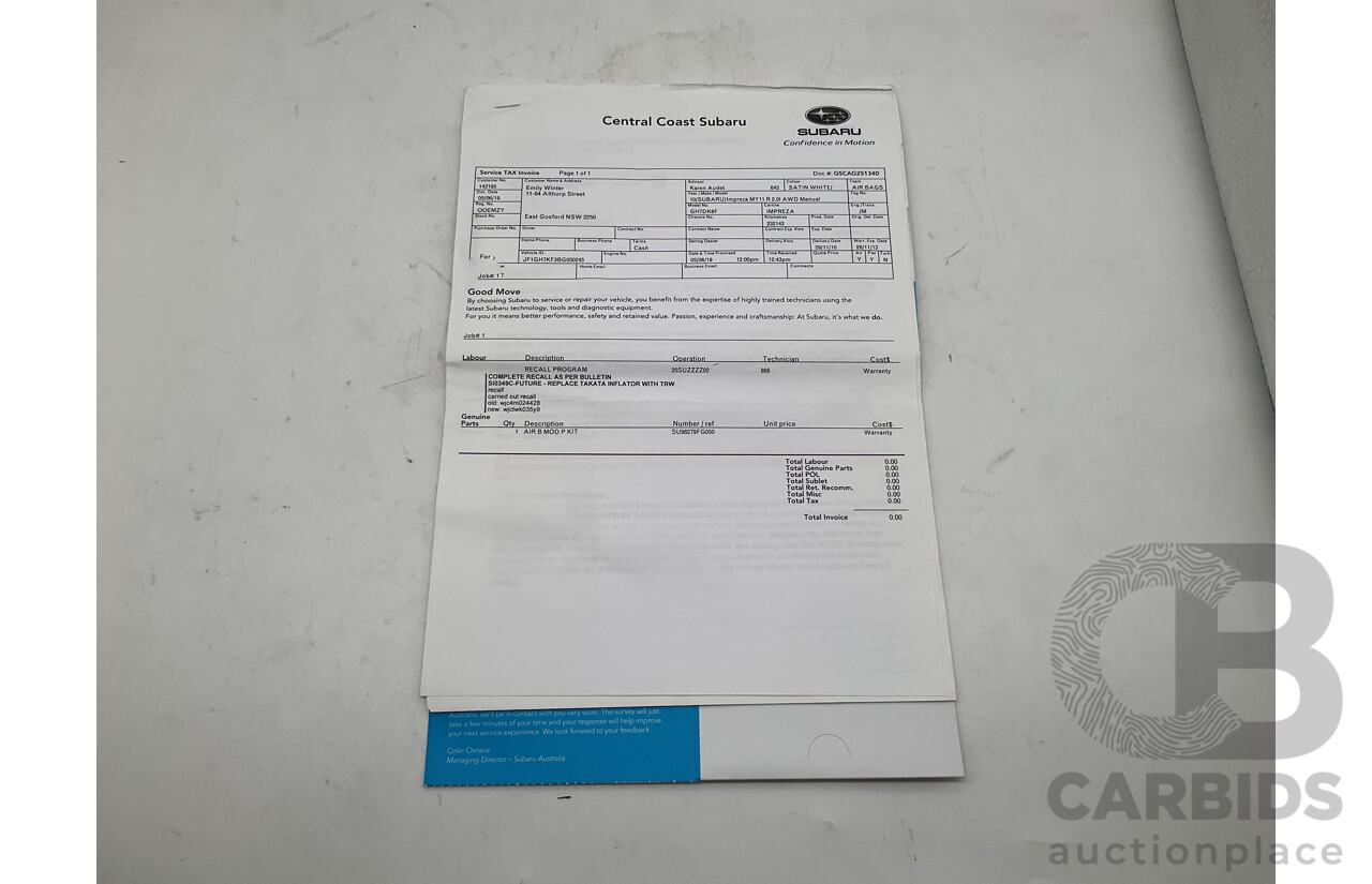 9/2010 Subaru Impreza R (AWD) G3 MY10 5d Hatchback Pearl White 2.0L