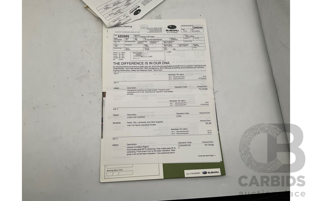 9/2010 Subaru Impreza R (AWD) G3 MY10 5d Hatchback Pearl White 2.0L