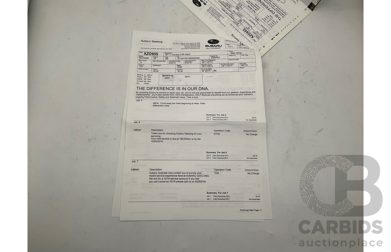 9/2010 Subaru Impreza R (AWD) G3 MY10 5d Hatchback Pearl White 2.0L