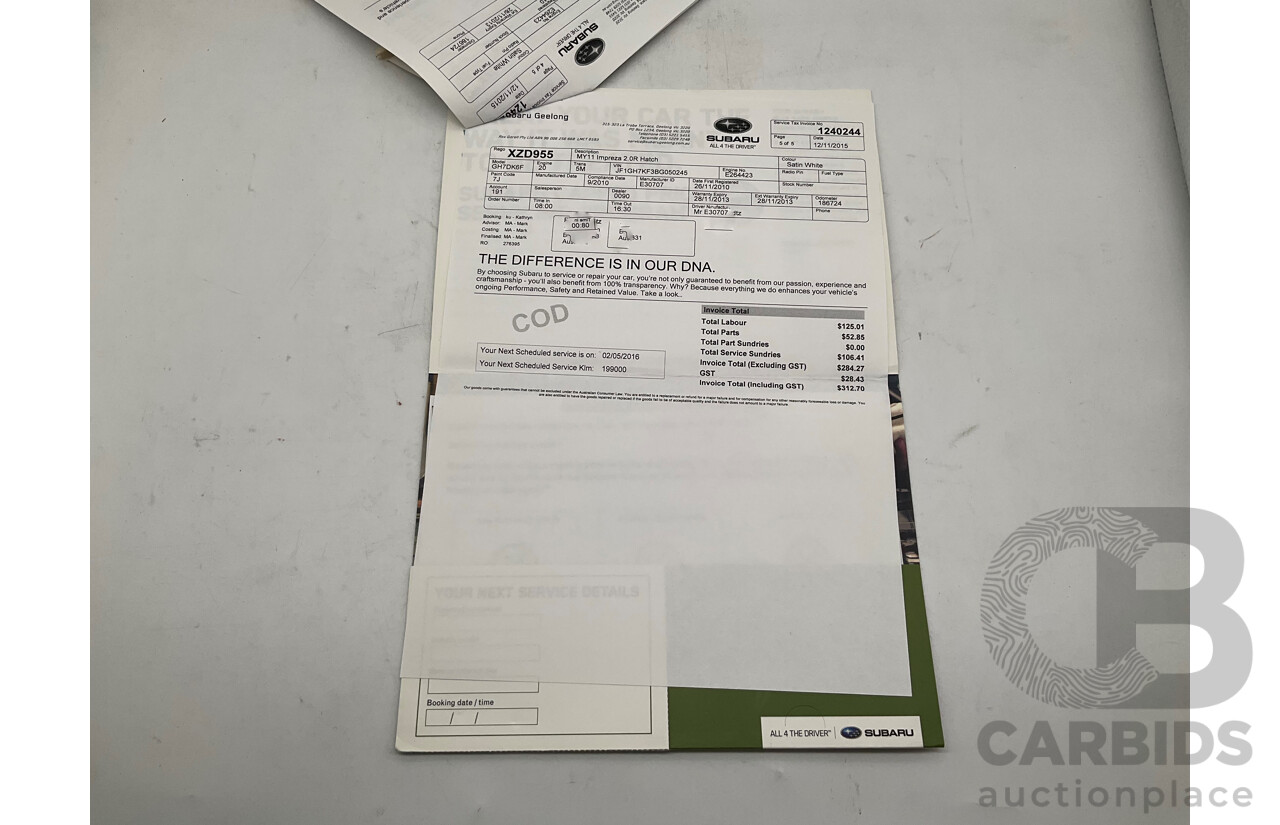 9/2010 Subaru Impreza R (AWD) G3 MY10 5d Hatchback Pearl White 2.0L