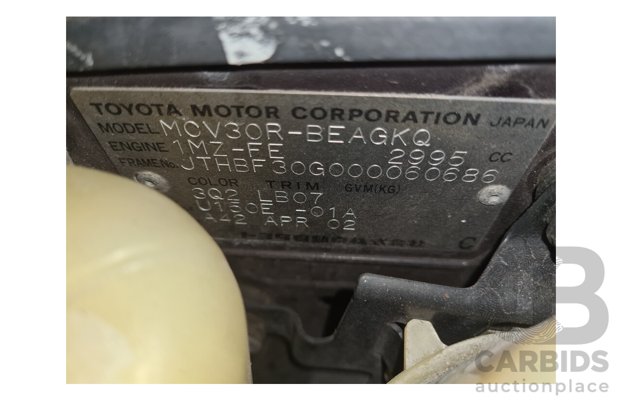 5/2002 Lexus ES300 MCV30R 4d Sedan Metallic Maroon V6 3.0L