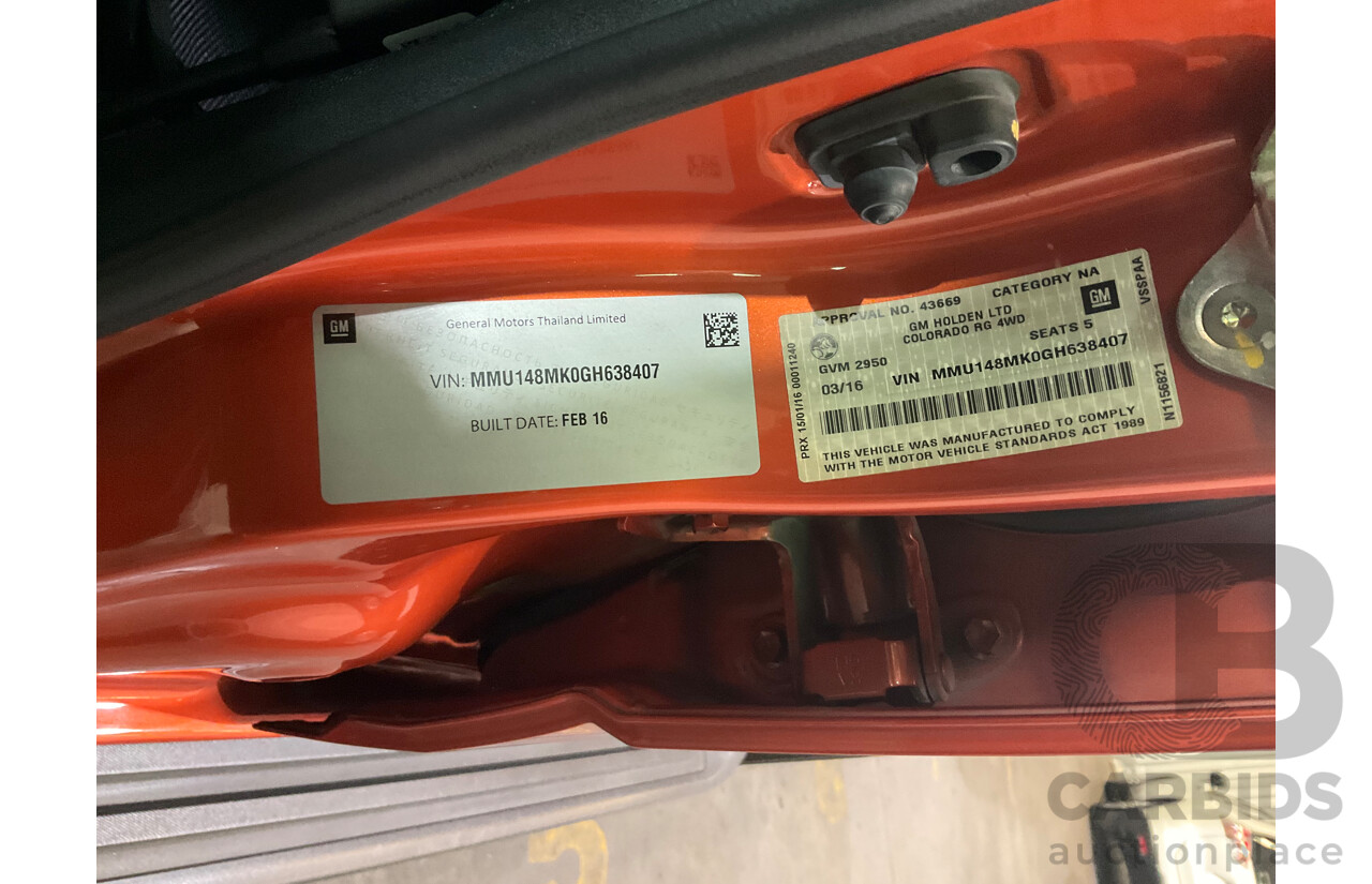 3/2016 Holden Colorado LTZ (4x4) RG MY16 Crew Cab P/Up Metallic Orange Turbo Diesel 2.8L