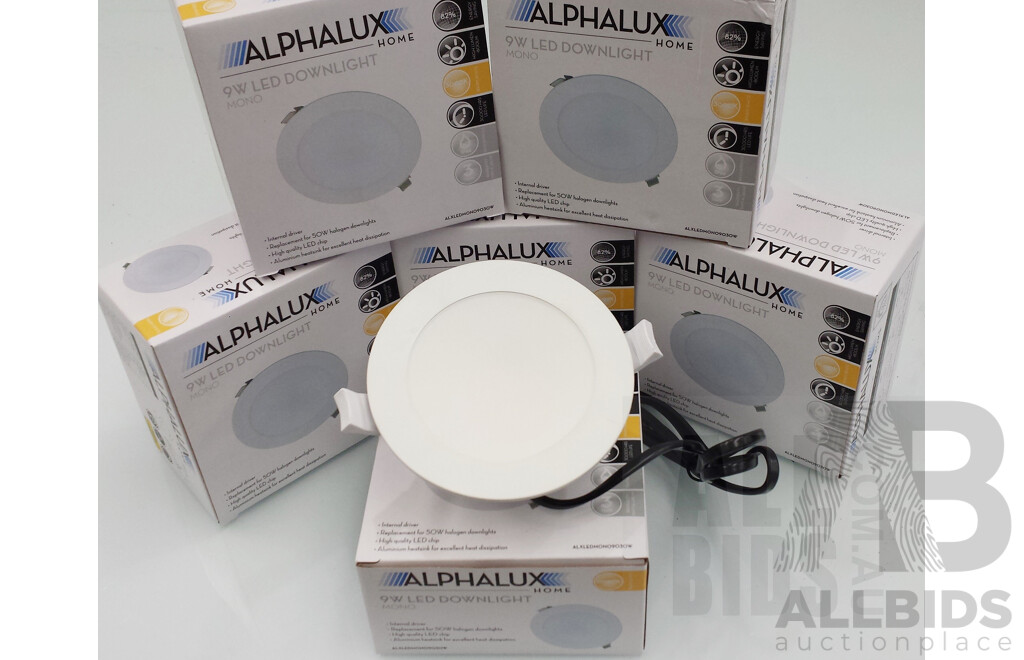 Alphalux 9 Watt LED Ceiling Downlights - Lot of 60 - Brand New - RRP $900.00