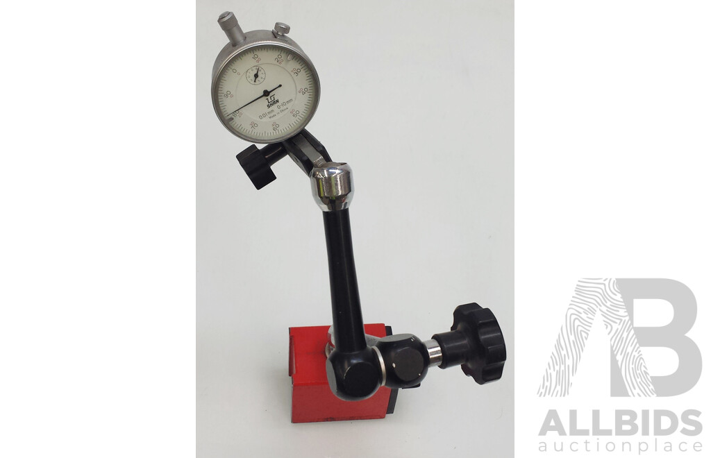 Shan Precision Metric Dial Indicator with Magnetic V Block Base Stand
