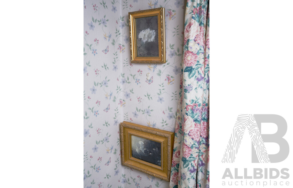 Two Framed Offset Prints; Woman in Row Boat & Floral Still Life, Largest 22 x 28 cm