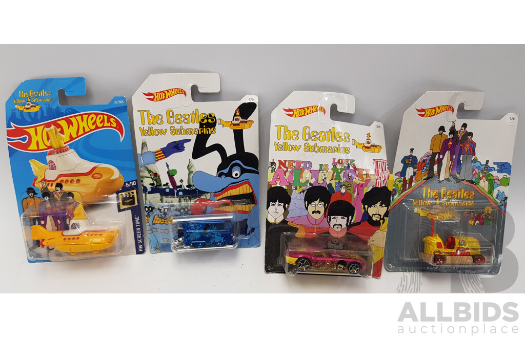 Hot Wheels the Beatles Yellow Submarine Collectables - Lot of 4