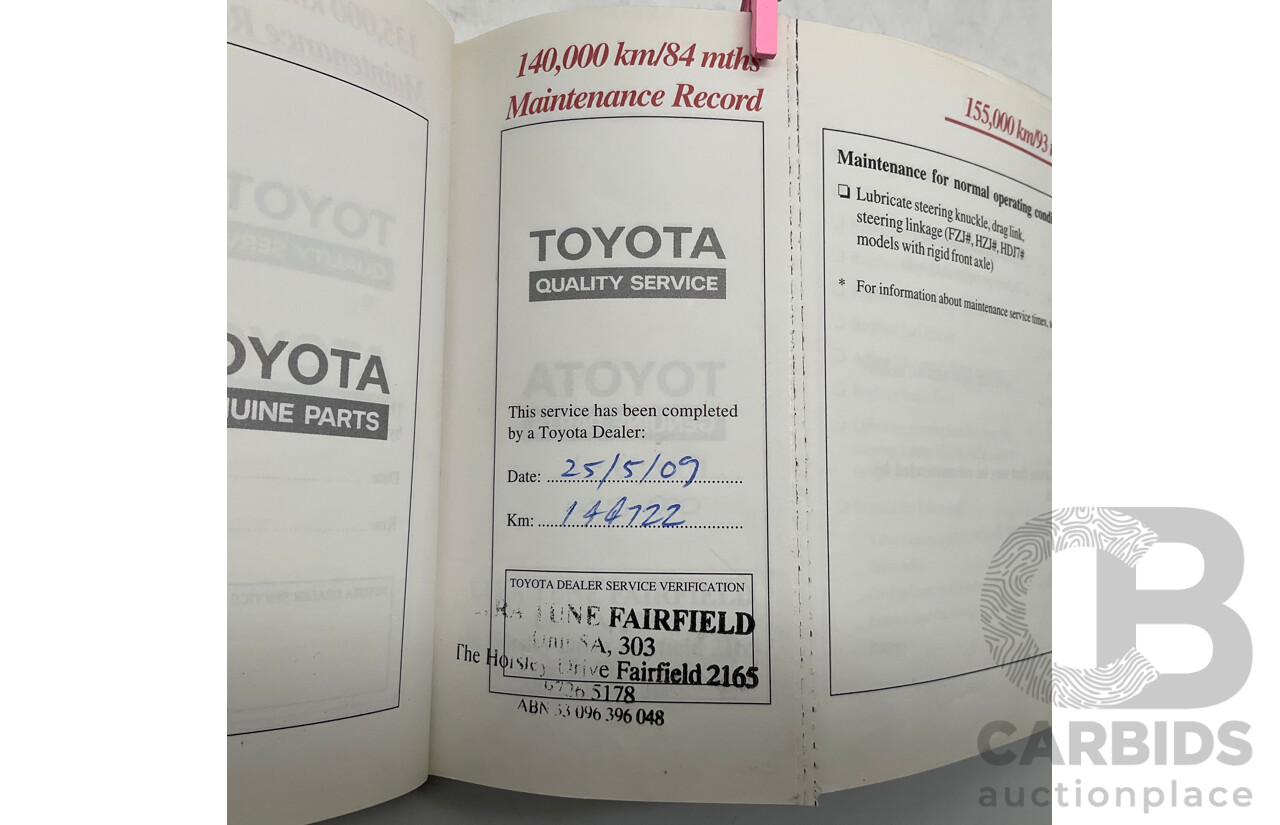 11/2001 Toyota Landcruiser GXL (4x4) FZJ105R 4d Wagon Blue Dual Fuel 4.5L - 8 Seater