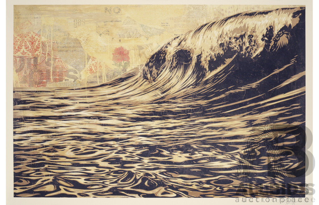 Shepard Fairey (Born 1970, American) Dark Wave, Offset Lithograph, Hand Signed