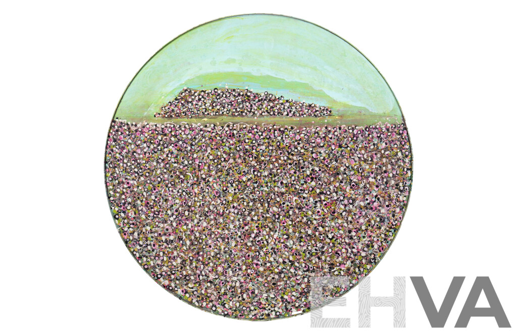 Pat Vaughan Flood (1919-2017), Mandala 1972, Oil on Canvas on Board, 102 cm (diameter)
