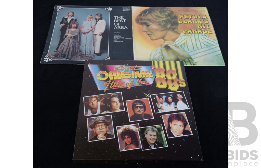 Readers Digest Great Original Hits of the 80s Eight Record Box Set Along with Two Other Titles, All Vinyl LP Records