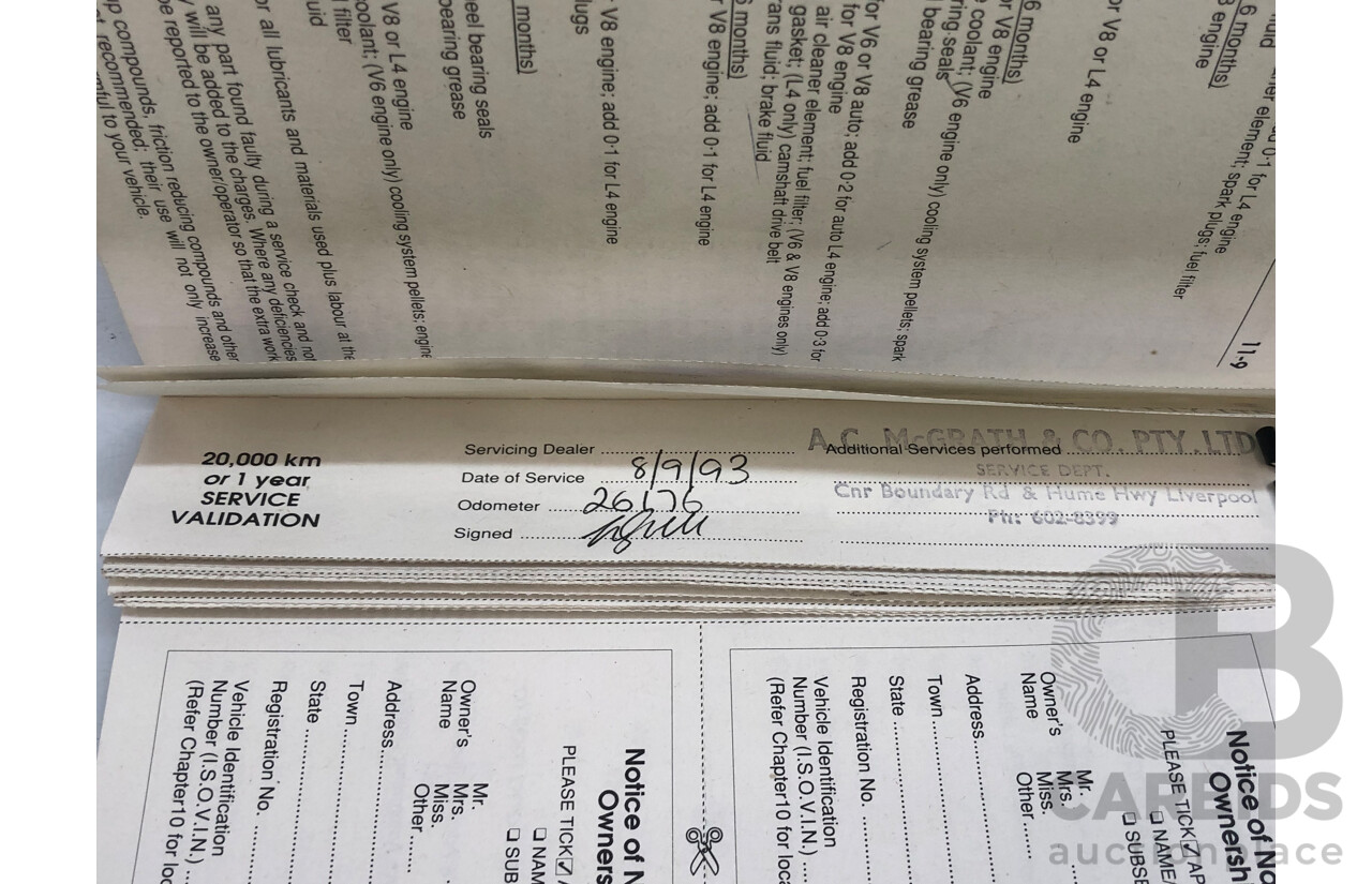 6/1992 Holden HSV SV Clubsport VP Build No.175 4d Sedan White V8 5.0L