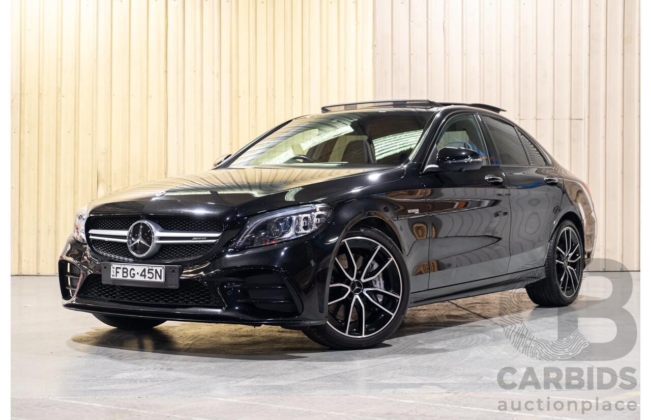08/2018 Mercedes Benz C43 AMG 4Matic (AWD) MY19 W205 4d Sedan Obsidian Black Metallic Twin Turbo 3.0L