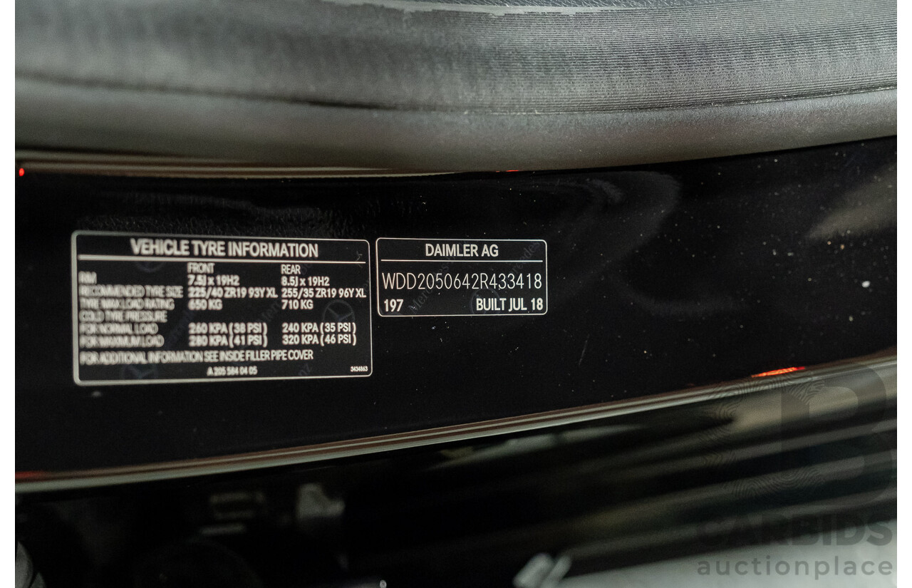 08/2018 Mercedes Benz C43 AMG 4Matic (AWD) MY19 W205 4d Sedan Obsidian Black Metallic Twin Turbo 3.0L