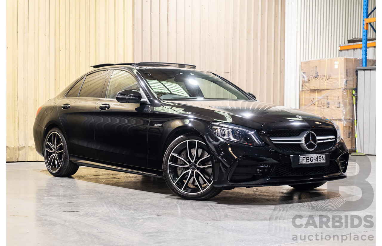 08/2018 Mercedes Benz C43 AMG 4Matic (AWD) MY19 W205 4d Sedan Obsidian Black Metallic Twin Turbo 3.0L