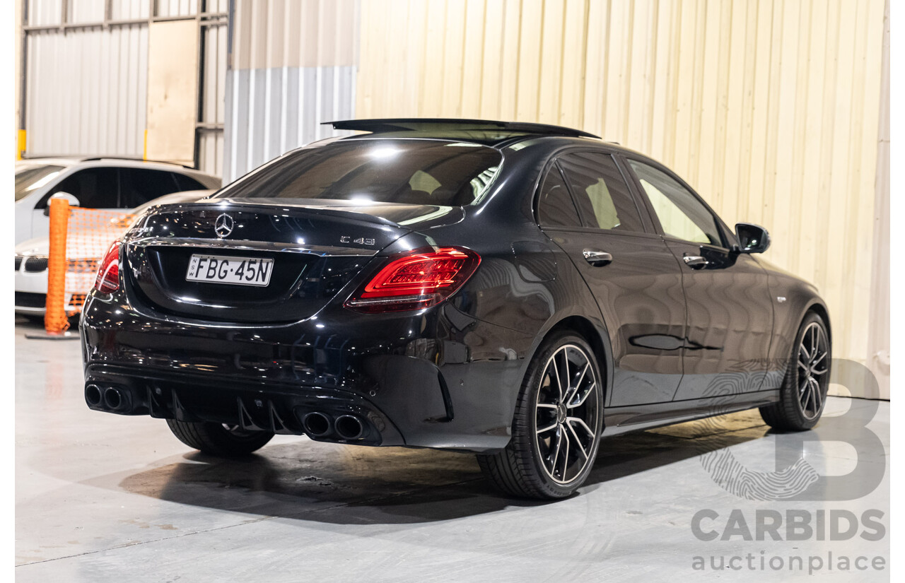 08/2018 Mercedes Benz C43 AMG 4Matic (AWD) MY19 W205 4d Sedan Obsidian Black Metallic Twin Turbo 3.0L