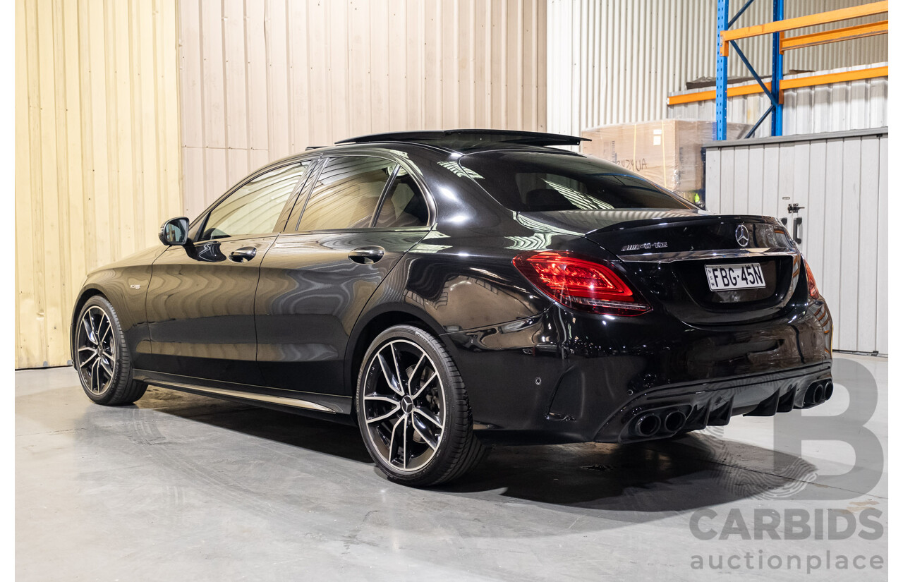 08/2018 Mercedes Benz C43 AMG 4Matic (AWD) MY19 W205 4d Sedan Obsidian Black Metallic Twin Turbo 3.0L