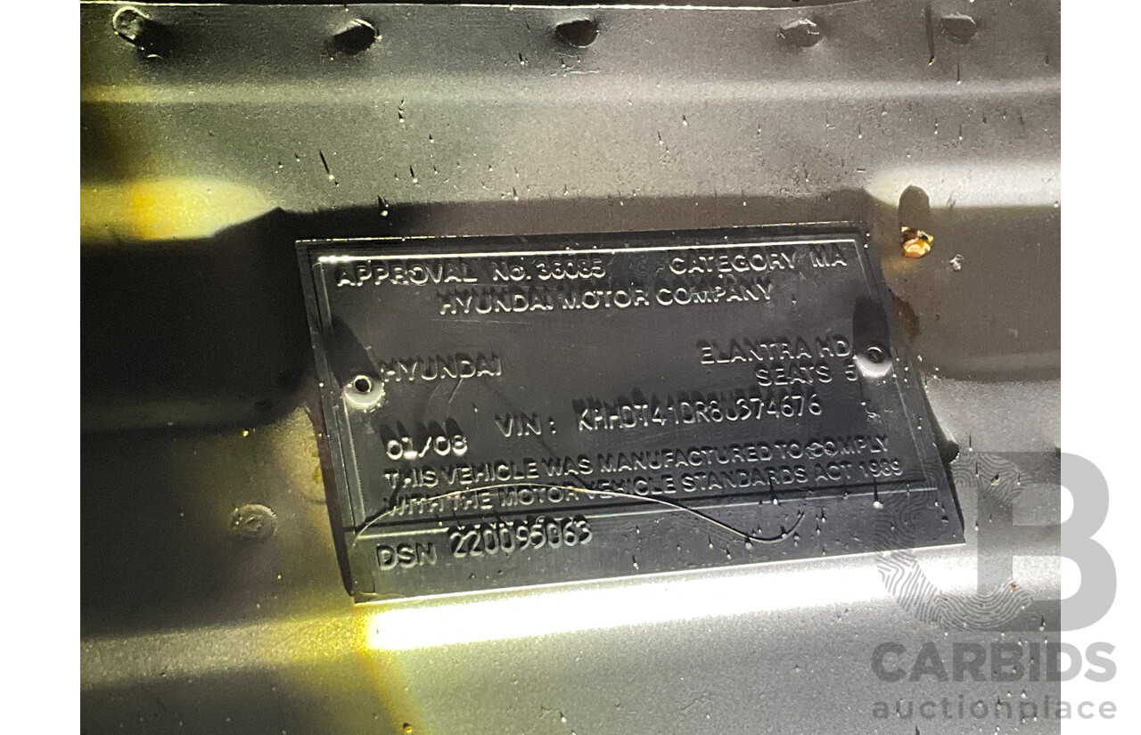 1/2008 Hyundai Elantra SX HD 4d Sedan Silver 2.0L