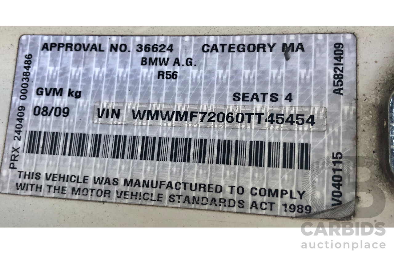 8/2009 Mini Cooper S R56 2d Hatchback White Turbo 1.6L