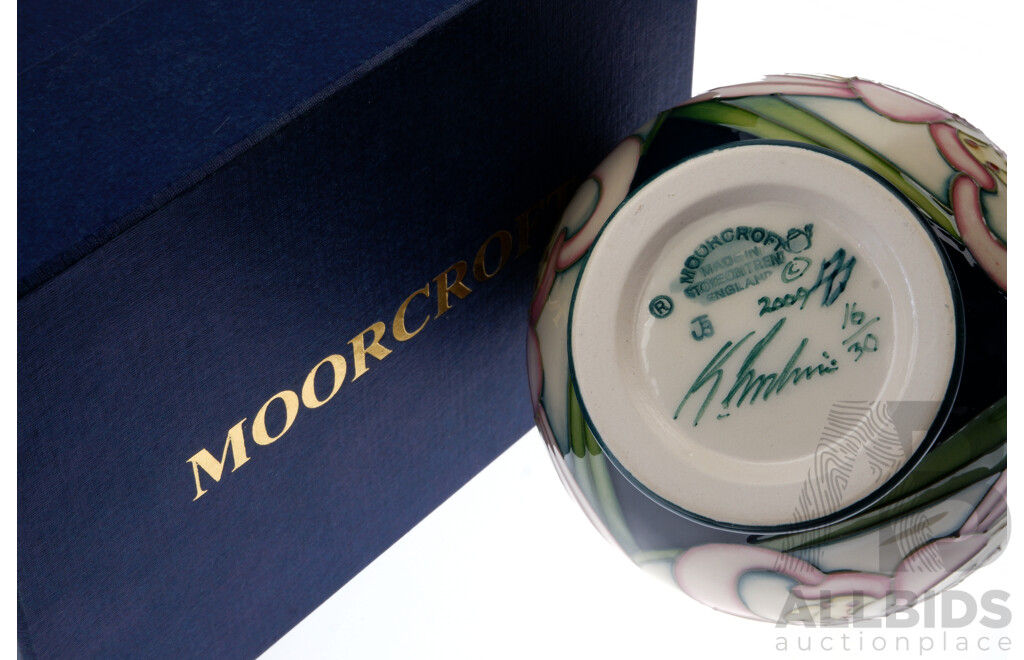 Limited Edition 16 of 30 Moorcroft Porcelain Vase in Hispadula Haze Design by Kerry Goodwin in Original Box