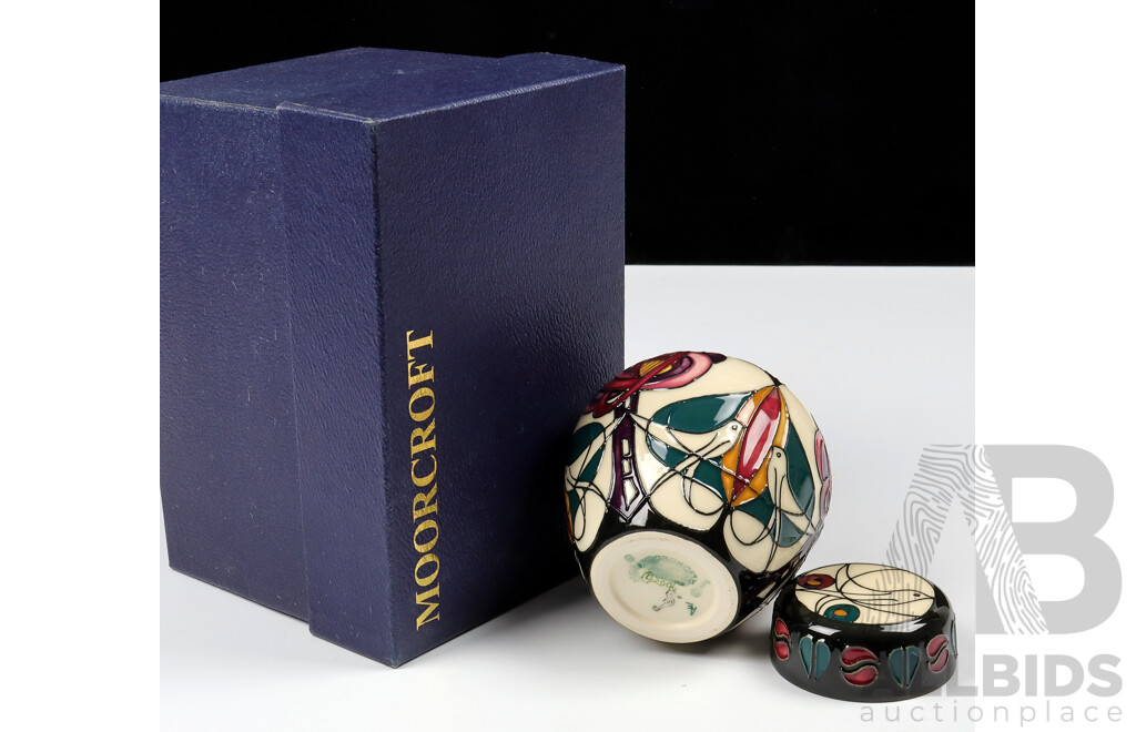 Moorcroft Porcelain Lidded Ginger Jar in Melody Design by Sian Leeper in Original Box