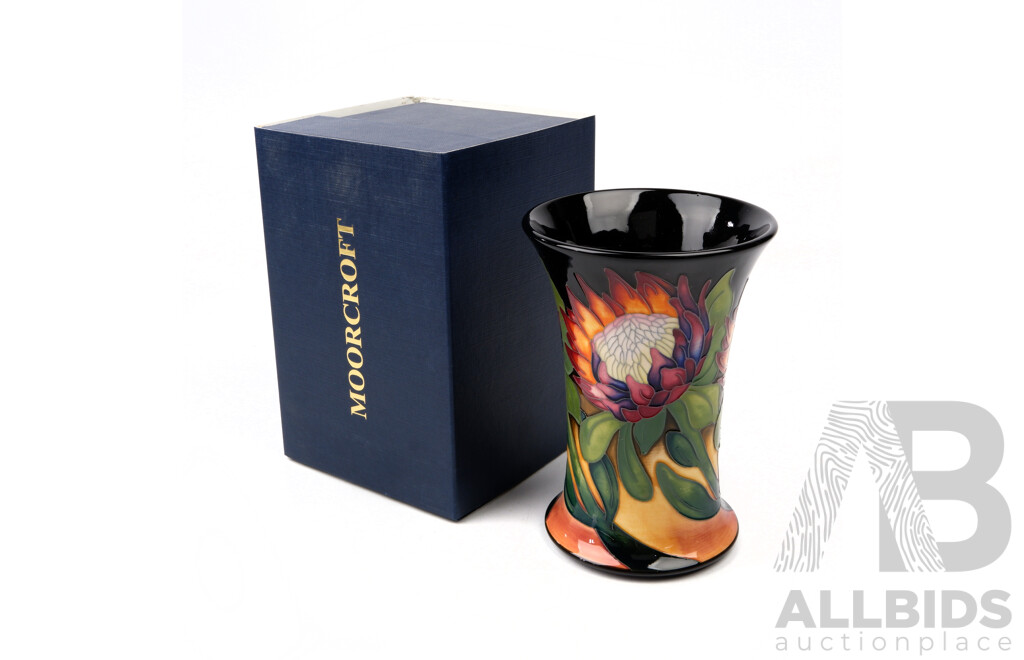 Moorcroft Porcelain Vase in Protea Design by Emma Bossons in Original Box