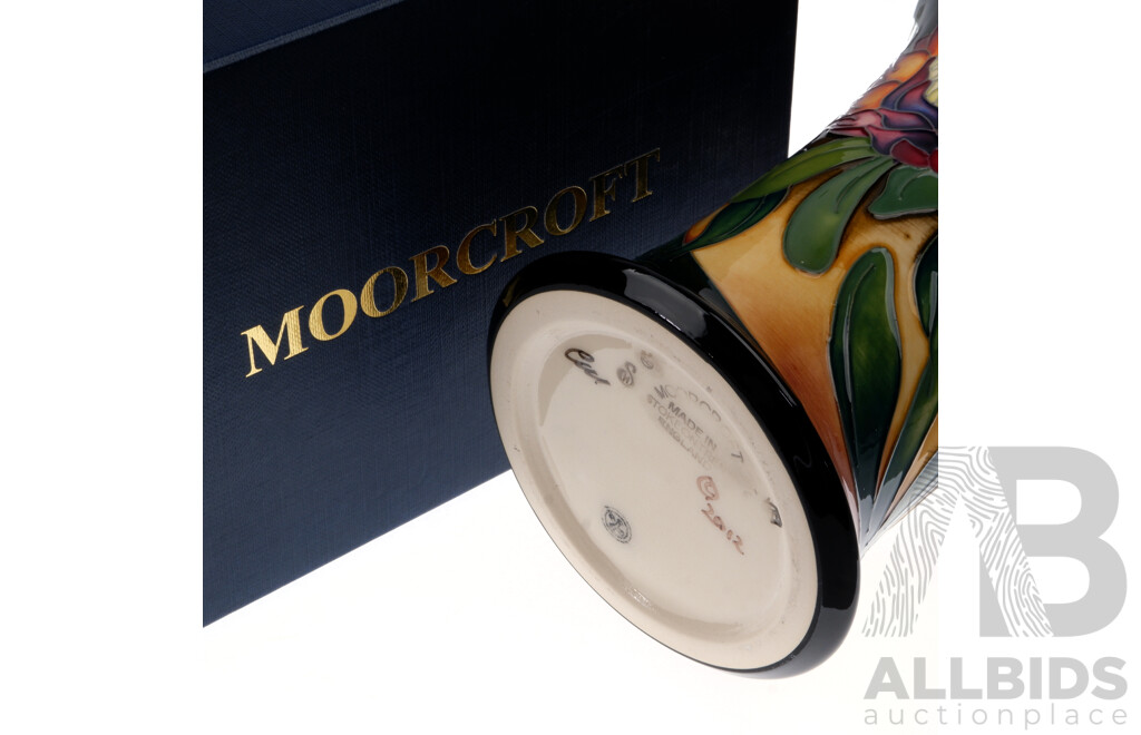 Moorcroft Porcelain Vase in Protea Design by Emma Bossons in Original Box