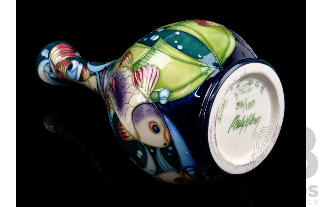 Limited Edition 56 of 100 Moorcroft Porcelain Vase in Lagoon Designby Philip Gibson