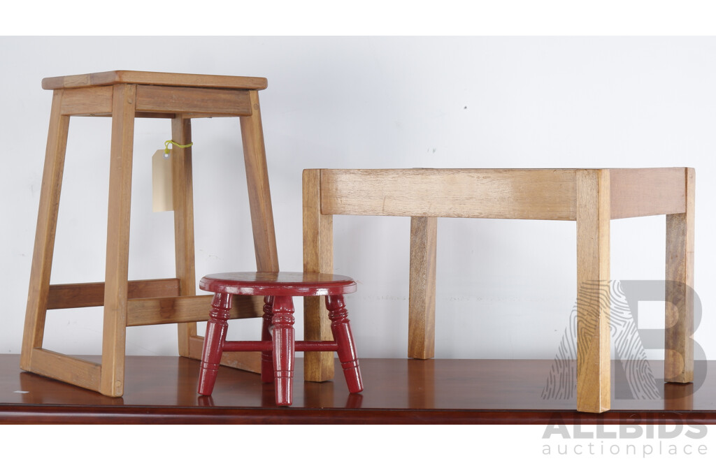 Small Timber Stool and Another