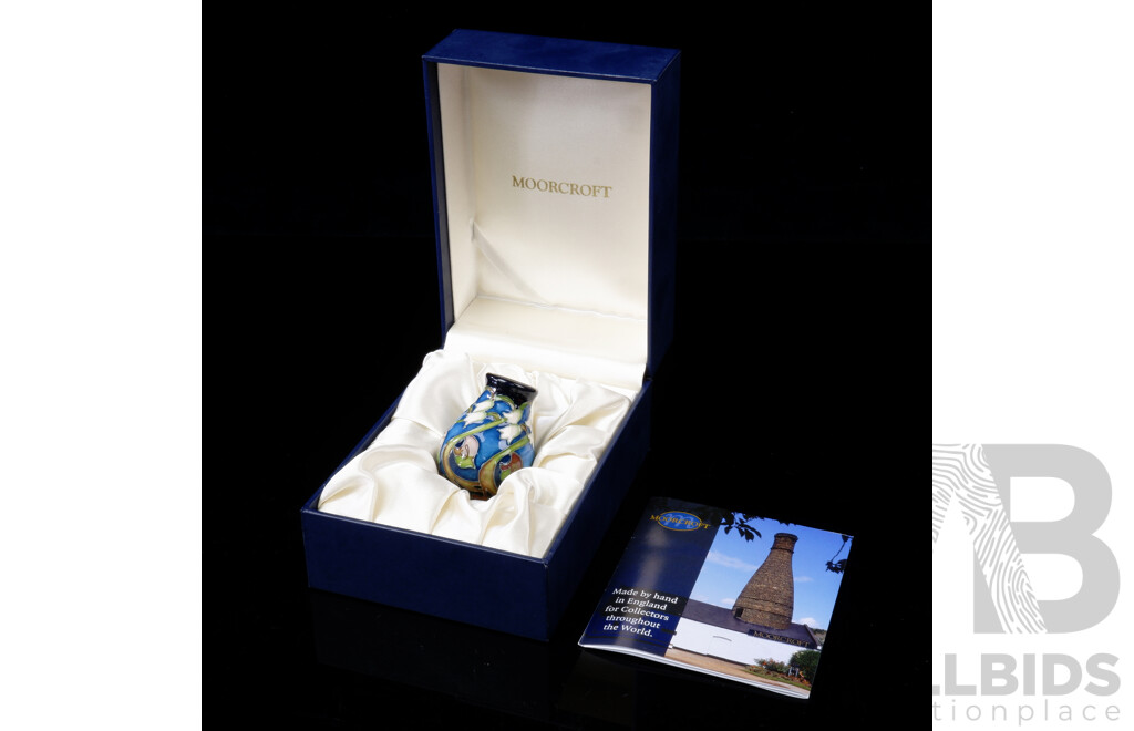 Moorcroft Miniature Porcelain Vase in Symbol of Happiness Design by Kerry Goodwin in Original Box