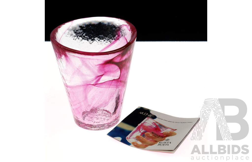 Retro Kosta Boda Pink Glass by Ulrica Hydman Vallien with Original Booklet