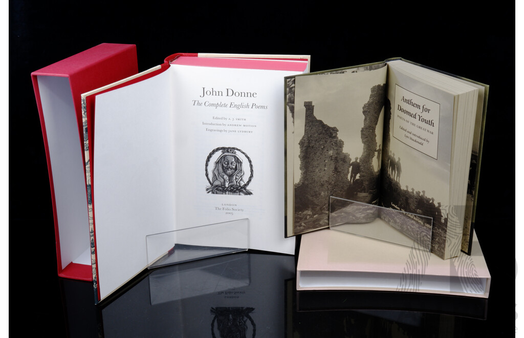 Two Folio Society Titles Comprising John Donne & Anthem for Doomed Youth Poets of the Great War, Both Hardcovers in Slip Cases