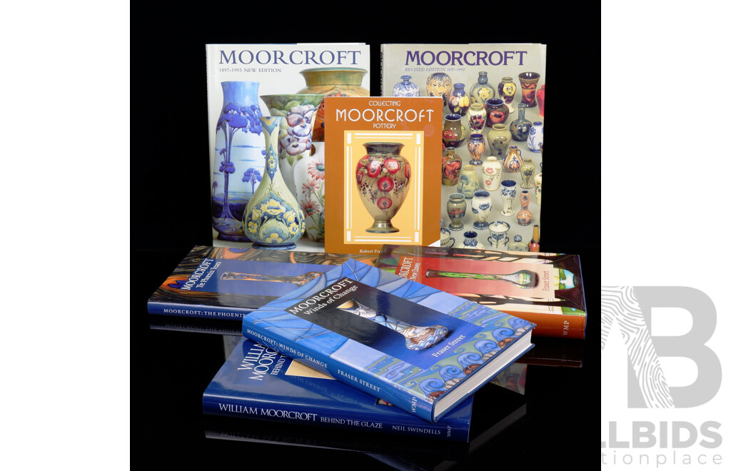 Collection Books Relating to Collecting Moorcroft Porcelain Including Moorcroft a New Dawn, William Moorcroft Behind the Glaze and More