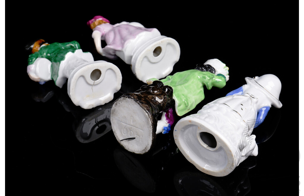 Collection Four Antique Staffordshire Porcelain Figures of Youths