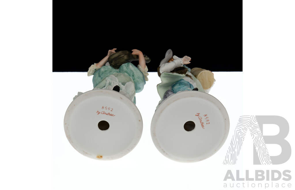 Pair Bisque 19th Century Style Figures, Signed Andrea 8592 to Bases