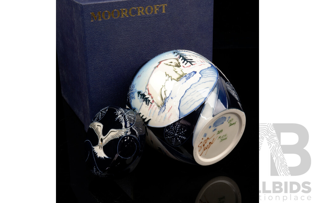 Moorcroft Porcelain Lidded Ginger Jar in Arctic Tundra Design by Sian Leeper in Original Box
