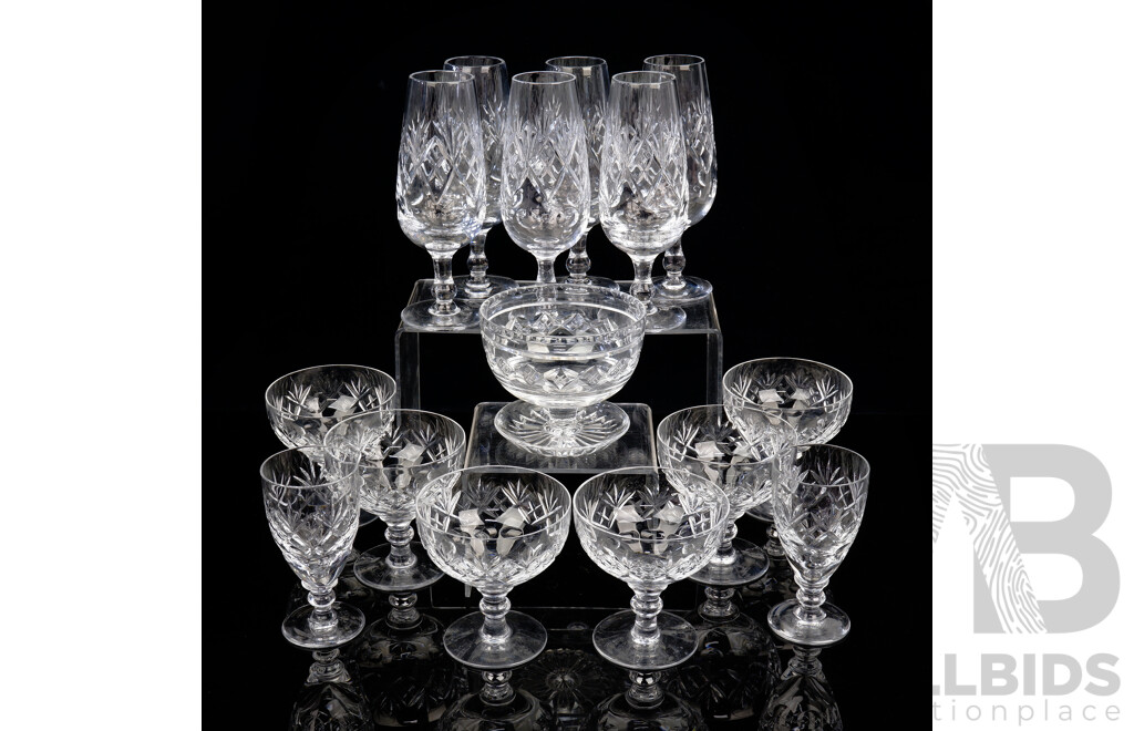 15 Pieces Vintage Webb & Corbett Cut Crystal Stem Ware