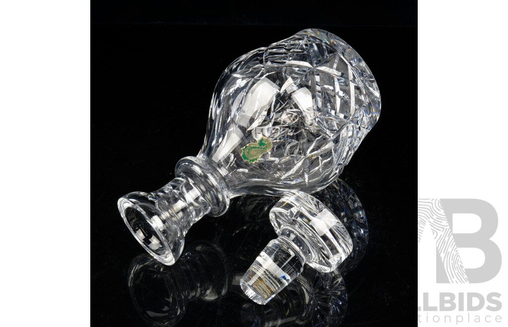 Vintage Waterford Cut Crystal Decanter with Stopper and Original Label