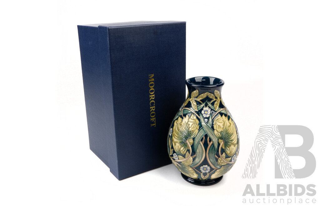 Limited Edition 29 of 60 Moorcroft Porcelain Vase in Pimpernel Perfection Design by Nicola Slaney in Original Box