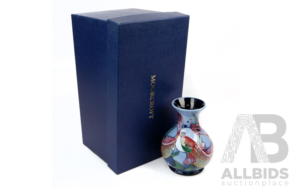 Limited Edition Moorcroft Porcelain Vase in Lagoon Design by Philip Gibson in Original Box