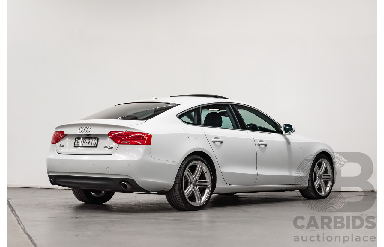 8/2012 Audi A5 Sportback 3.0 TDI Quattro (AWD) 8T MY12 UPGRADE 5d Hatchback White Turbo Diesel V6 3.0L