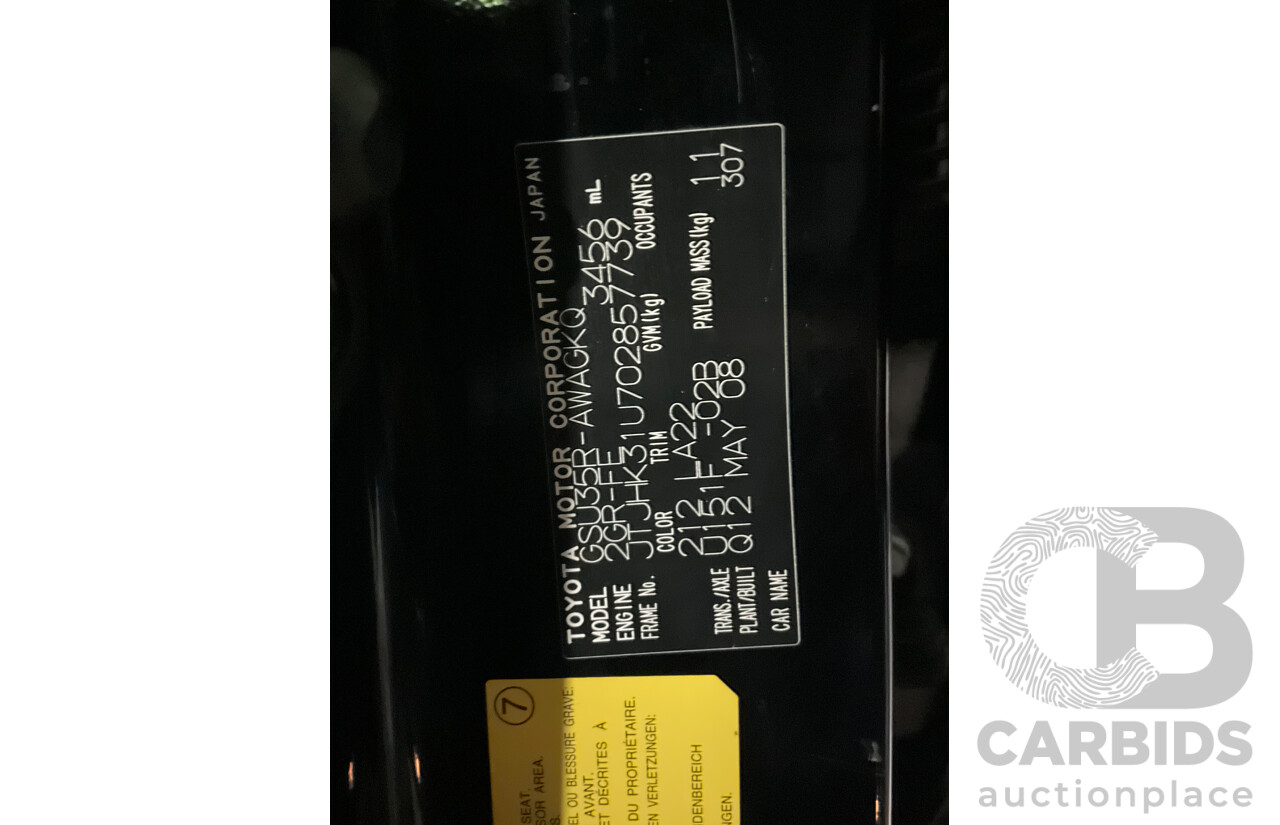 5/2008 Lexus Rx350 Sports Luxury GSU35R 07 UPGRADE 4d Wagon Black 3.5L