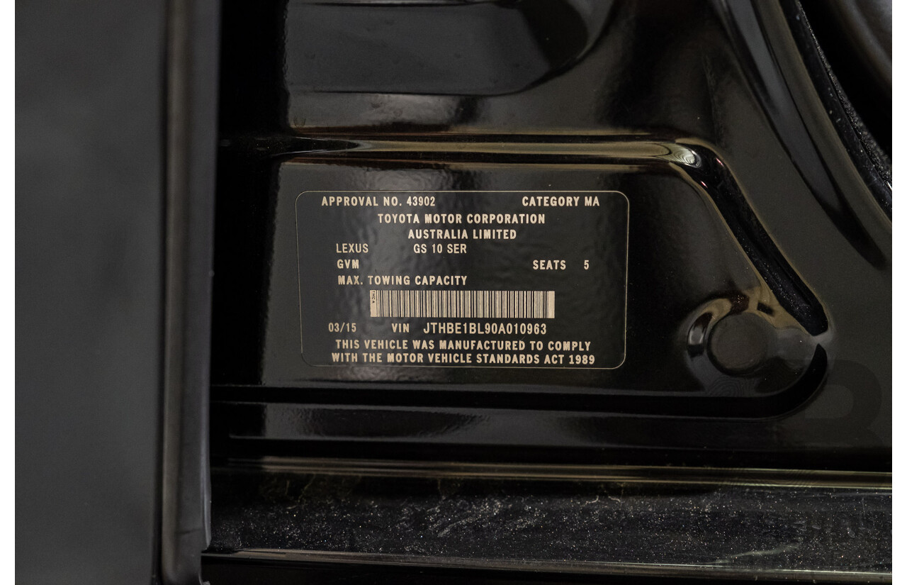 3/2015 Lexus GS350 F-Sport GRL10R MY15 4d Sedan Metallic Black V6 3.5L