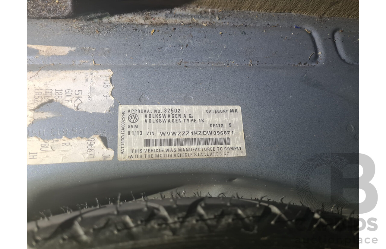 1/2013 Volkswagen Golf R (AWD) 1K MY13 5d Hatchback Rising Blue Metallic Turbo 2.0L