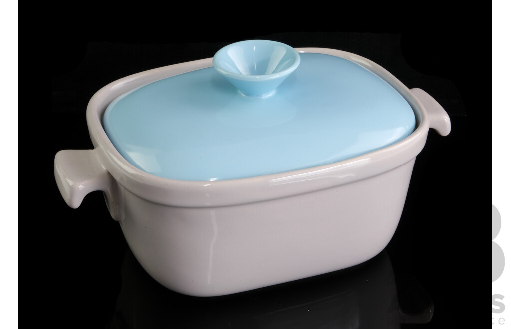 Vintage Diana Pottery Casserole Dish in Grey and Blue