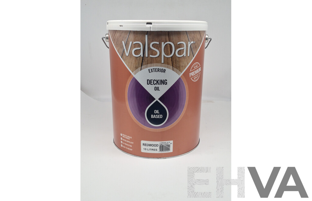 Valspar Oil Based Exterior Decking Oil- Redwood- 10L  - Lot of 5 - Approximate Total ORP $900
