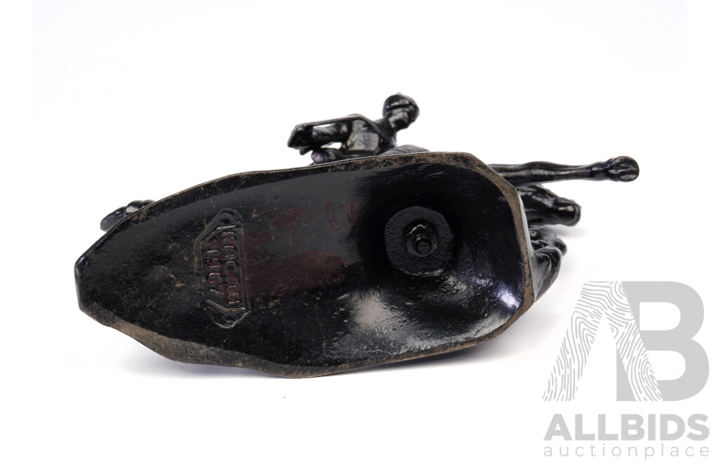 Solid Bronze Charging Warrior Statue, Marked to Base