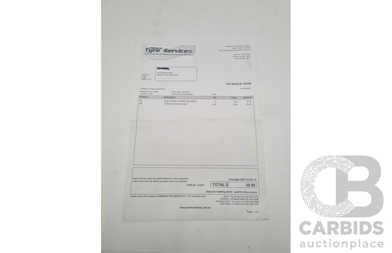 7/2016 Renault Megane RS 265 CUP Phase 2 X95 3d Hatchback White Turbo 2.0L