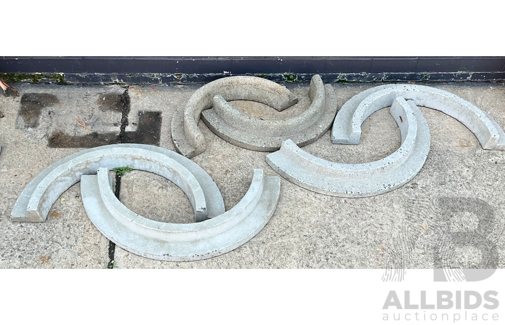 Six Half Circle Cast Concrete Tree Surrounds