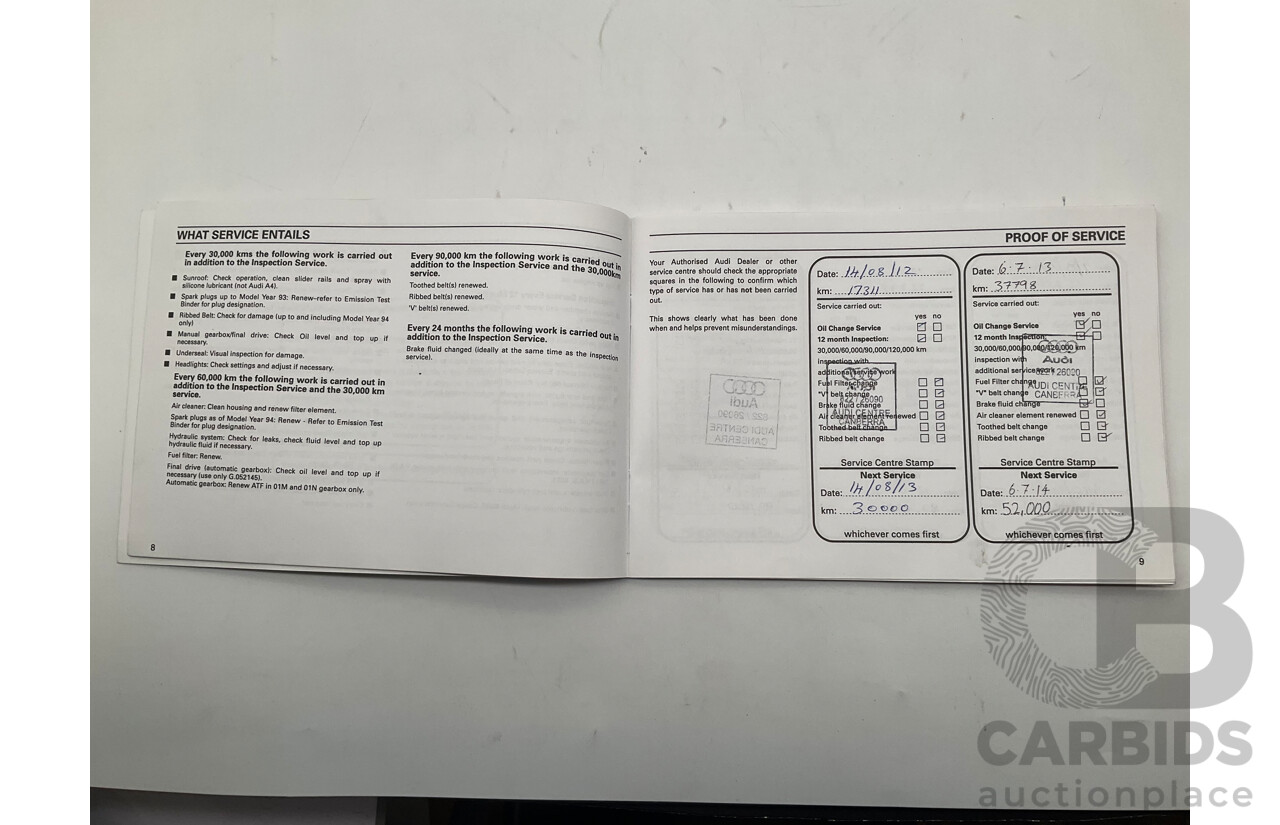 5/2011 Audi A5 2.0 TFSI Quattro (AWD) 8T MY11 2d Cabriolet Grey Turbo 2.0L